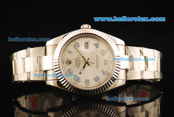 Rolex Datejust II Rolex 3135 Automatic Movement Full Steel with White Dial and Blue Arabic Numerals - Click Image to Close